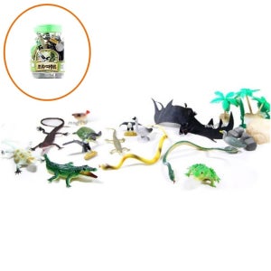 유아 조류 파충류 피규어 세트 중형 악어 도마뱀 뱀 개구리 모형