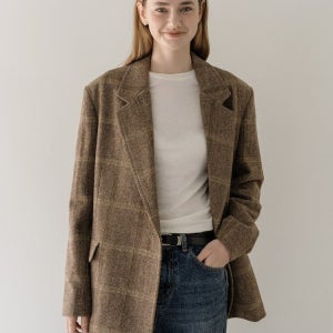 [클루니] Wool check overfit jacket - check 진한갈색 CL243MJ04CH