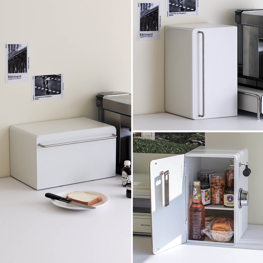 이우아여사 스틸렌 철제 수납함 브레드박스 (가로-세로 투웨이/영양제/과자보관)