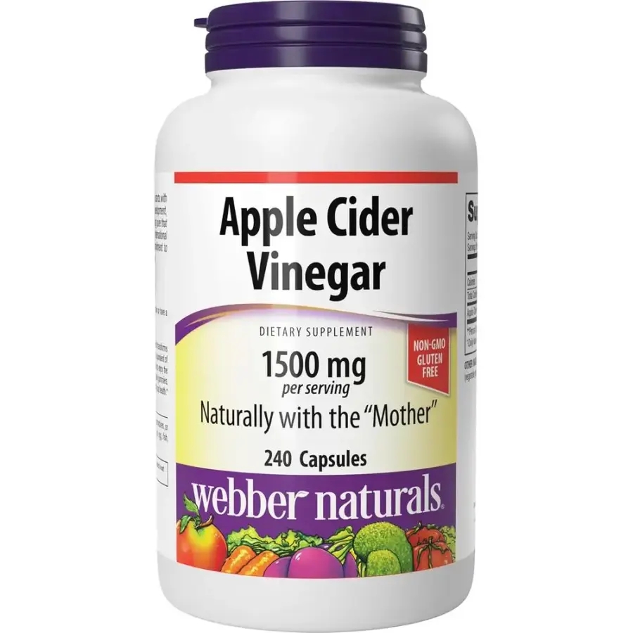 Webber Naturals <b>웨버</b> 내츄럴 애플사이다비니거 1500mg 240캡슐 2팩