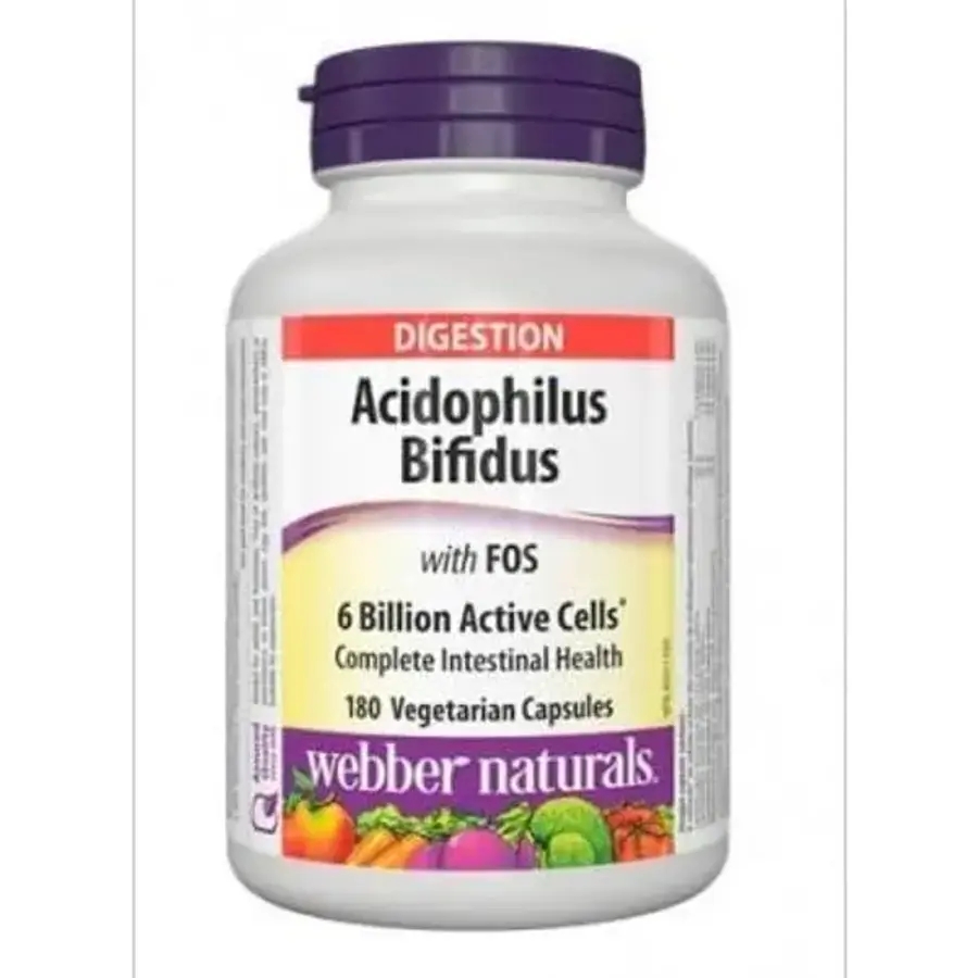 Webber Naturals <b>웨버</b> 내츄럴 아시도필러스 위드 비피더스 앤 FOS 180캡슐