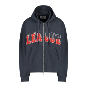 [디써티원] League Overlay Embroidered Zip-up Hoodie (DUSTY CHARCOAL)