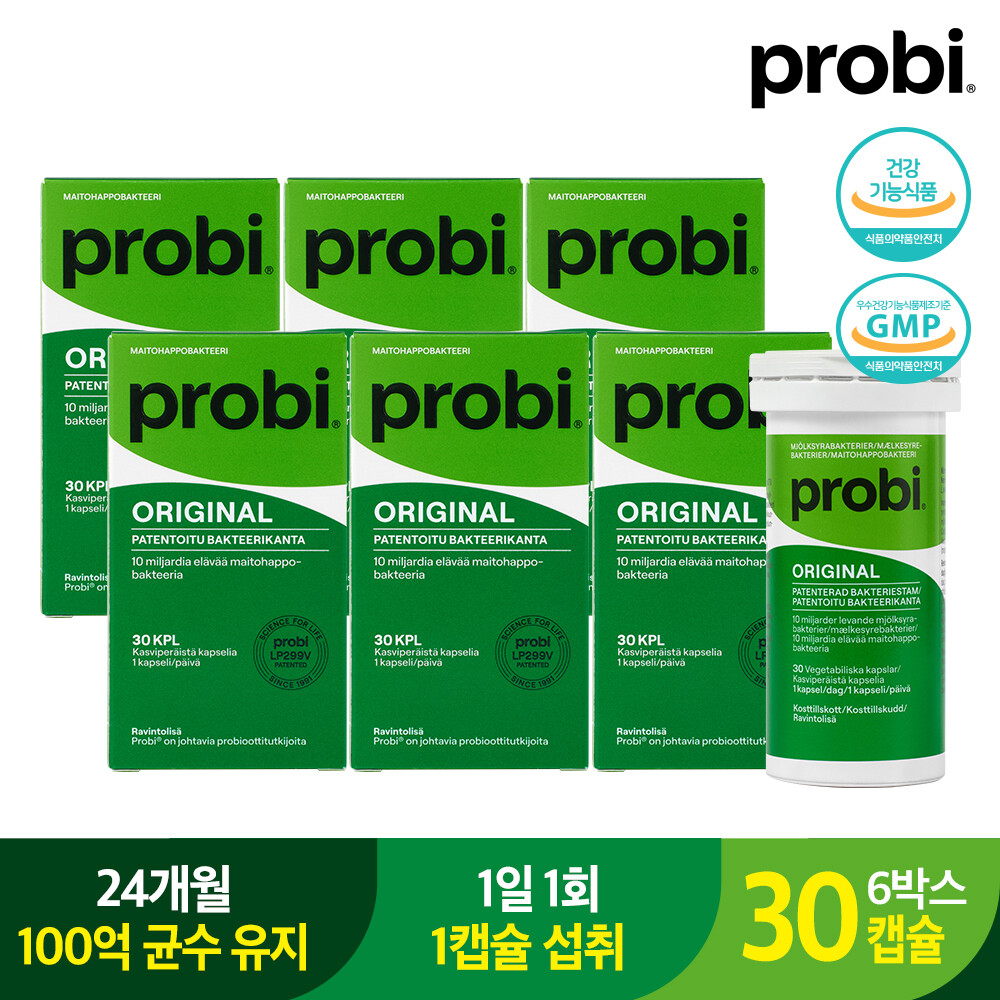 프로비 스웨덴 1등 LP299V 프로비마게 <b>프리미엄</b> 유산균 300mg30캡슐 6박스 유산균