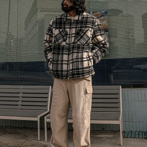 (XL-6XL)니아우사 후리스 체크집업 J002[OKK,이중지퍼,빅사이즈]