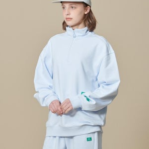 BBC EARTH 에센셜 하프집업 맨투맨_Light Blue