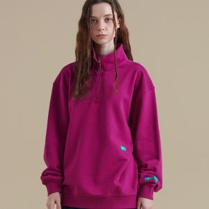 BBC EARTH 에센셜 하프집업 맨투맨_Magenta