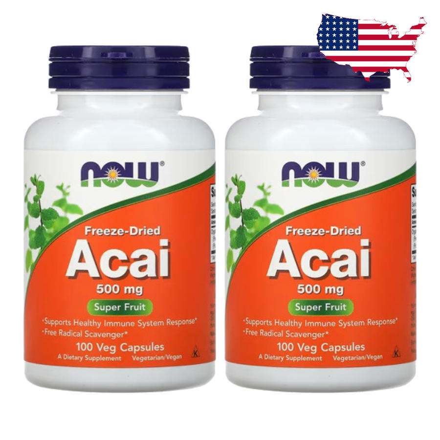 나우푸드 냉동 <b>아사이</b>베리 500mg 100 캡슐 <b>아사이</b> 열매 나무 분말 파우더 2병