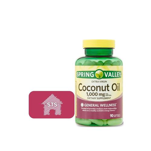 <b>스프링 밸리</b> 엑스트라 버진 코코넛 오일 소프트젤 캡슐 000mg 90개 STS 스티커