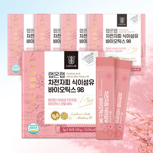 <b>랩온랩 차전자피 식이섬유</b> 바이오틱스 98 스틱 3g x 30포 5박스