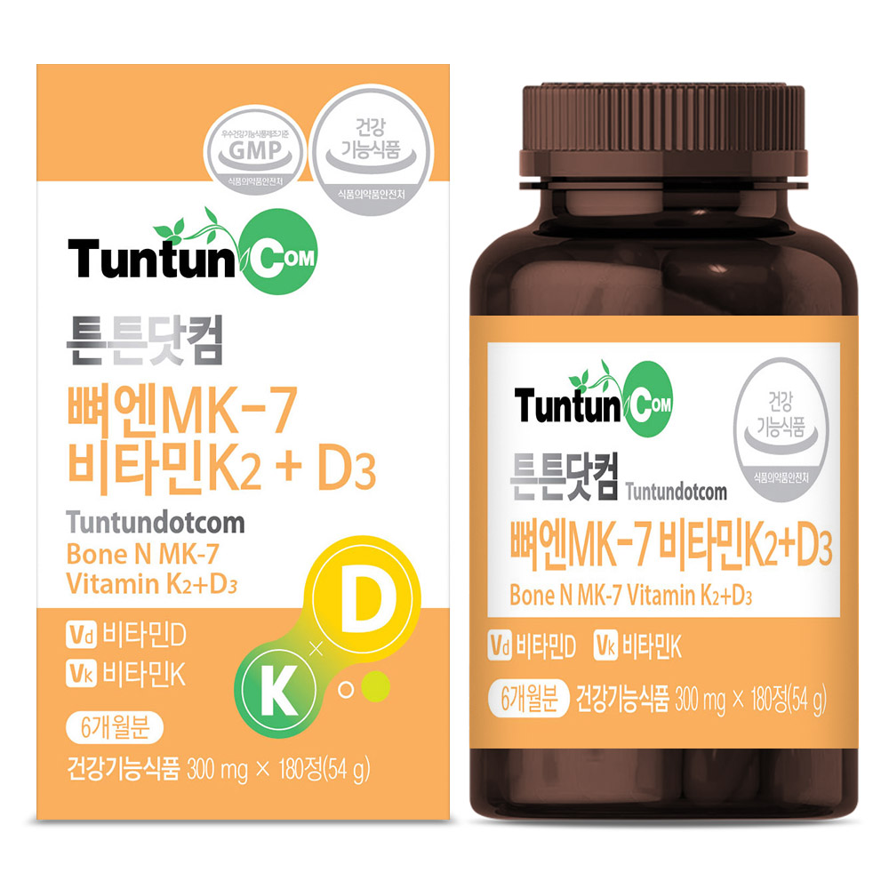 튼튼닷컴 뼈엔MK-7 <b>비타민K</b>2+D3 300mg x 180정, 1개