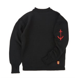 [건지 울른스] 피셔맨 홀가먼트 스웨터 - 블랙 gwtr4101-bk