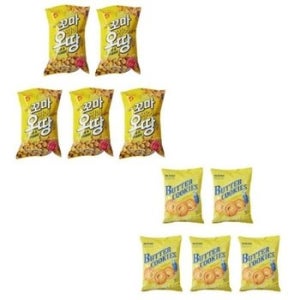 노브랜드 꼬마 오징어땅콩 270g x5개 + 부드러운 버터쿠키 330g x5개 학교 사무실 탕비실 간식 과자