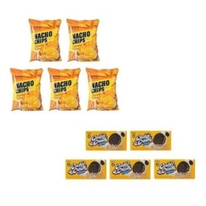 노브랜드 나쵸칩 체다치즈맛 155g x5개 + 쿠키앤크림샌드 744g x5개 학교 사무실 탕비실 간식 과자 술안주