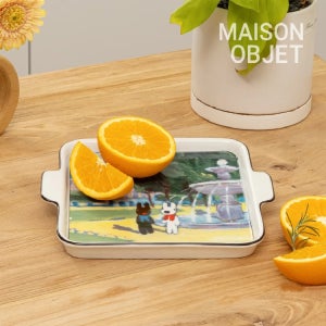 가스파드와 리사 도자기 핸들 사각접시