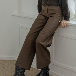 LS_Slim-fit curve casual pants_BROWN