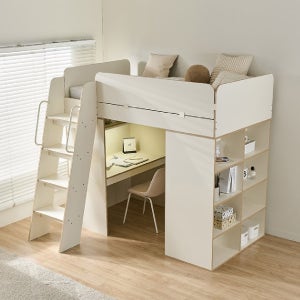 삼익가구 빅 네스트 벙커 이층 침대+책장+책상+LED 세트(매트포함)