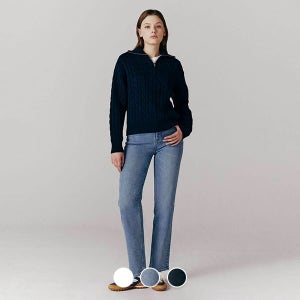 지오다노 413942 여자 기모 슬림 스트레이트핏 청바지