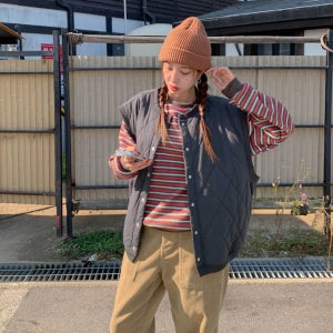 [기획세일30%]엠케 실리콘워싱 퀄팅 패딩조끼