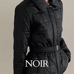 프리미엄 누아르 퀼팅 벨티드 하프 패딩