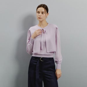 [아이잗컬렉션] 타이 디테일 라운드넥 풀오버 (LILAC) CRAA1PO161