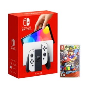 닌텐도  스위치 OLED 화이트 본체 + 슈퍼마리오 오딧세이 (게임칩) 국내 Ss (42304910)