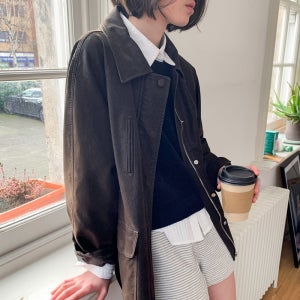 [헤이그] a washed leather jacket (espresso)