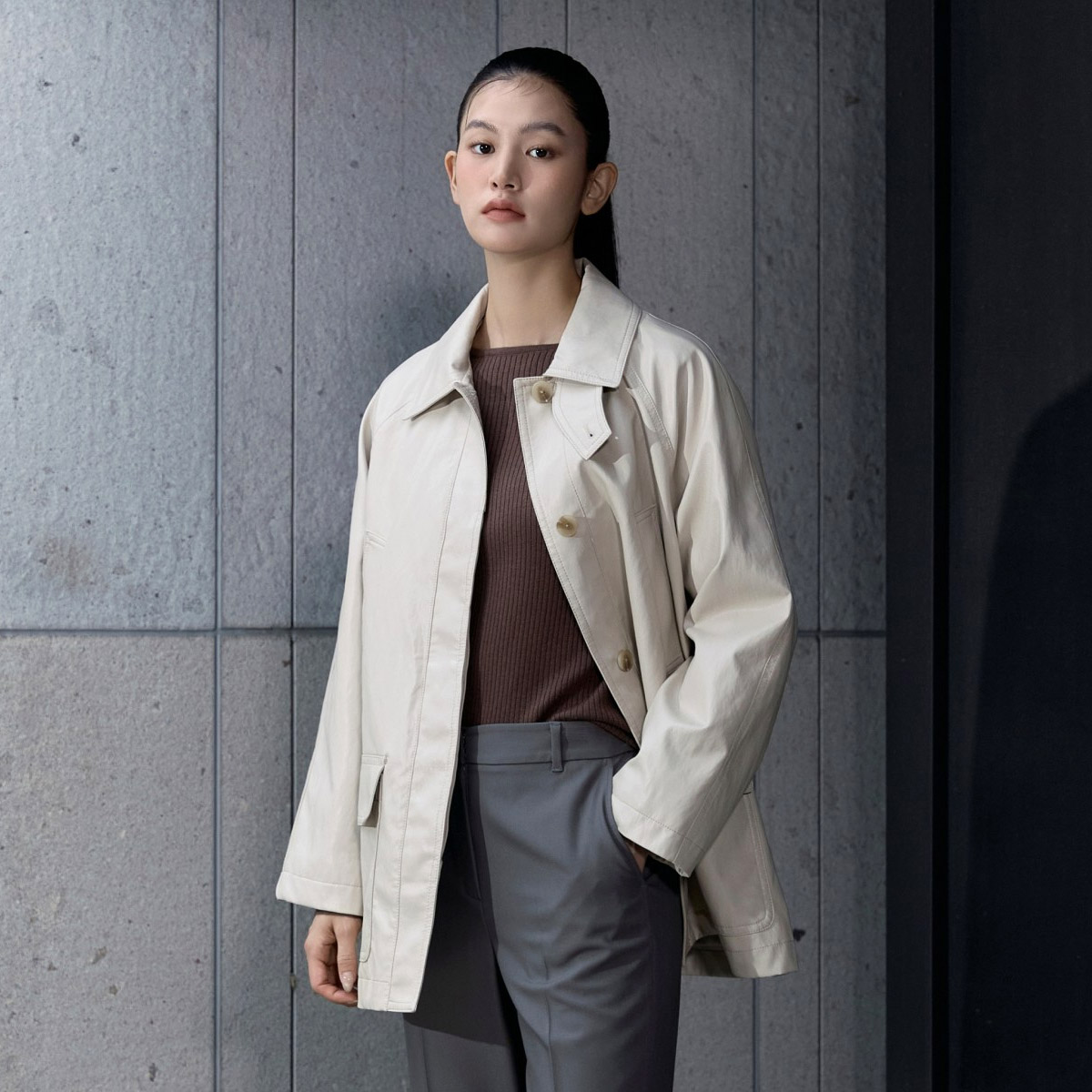 FAUX 레더 코트 25fw