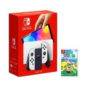 닌텐도 스위치 신형 OLED 본체+타이틀 패키지 [OLED화이트+동물의 숲 게임칩] 국내정품 Ss