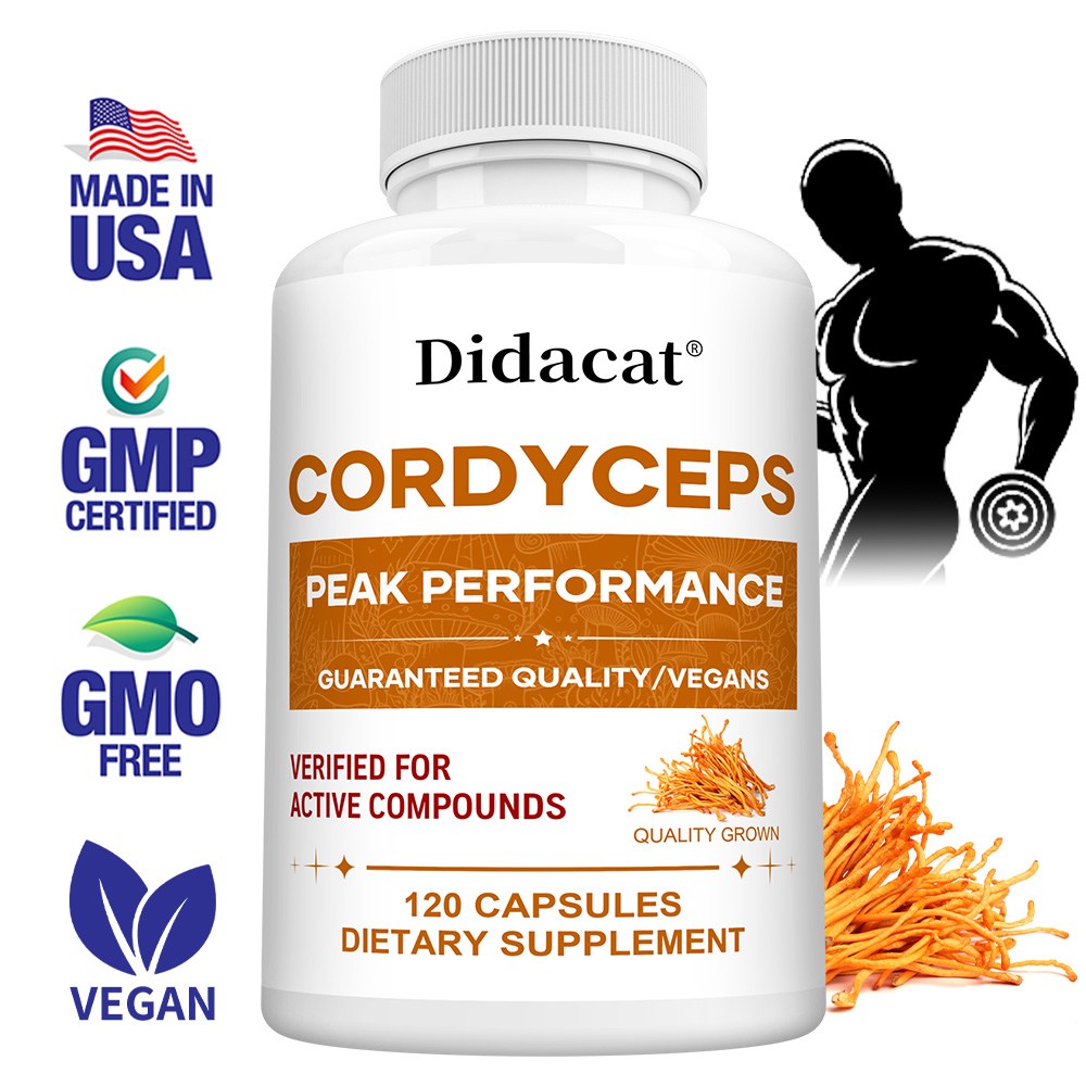 동충하초 보충제 - 베타글루칸 함유 - 에너지 및 성능 보충용 - 비건 Non-GMO 곡물 필러 없음  2개  60회분