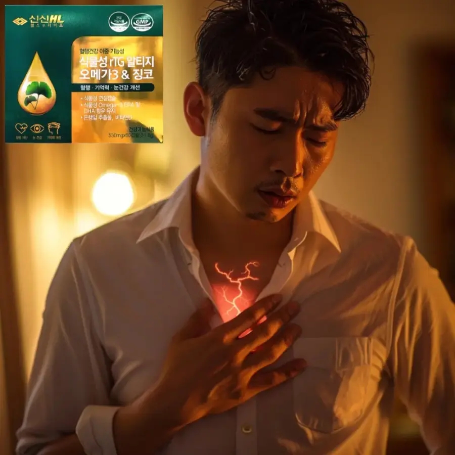 <b>신신제약</b> 식물성 알티지 오메가3 징코 60캡슐 혈액순환 뇌건강 중년영양제 <b>피곤</b>할때 손발저림 오메가쓰리