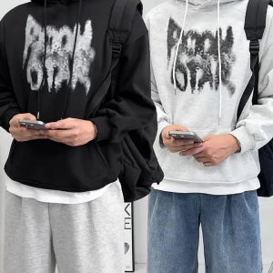 기모 락스타 그래피티 프린팅 후드티 3컬러