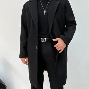 [당일출고-블랙]시그니처 겨울 남자 울 싱글 반코트 3color