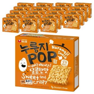 농심 누룽지팝 142g 20개입 바삭한 쌀스낵 고소한 달콤한 글루텐프리 개별포장 사무실 간식 과자 스낵 군것질 주전부리 달달한 낱개포장 출출할때 사무실템