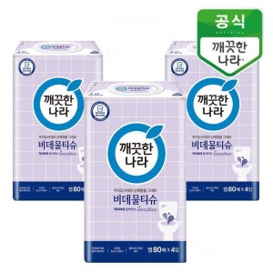 깨끗한나라 (NS)깨끗한나라 비데물티슈 닥터비데 센서티브 캡형 80매 12팩