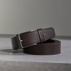 [헤지스 액세서리] [선물추천]다크브라운 스티치장식 소가죽 벨트 HJBE6E965W3