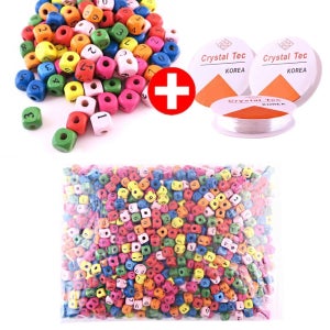 나무비즈 나무구슬 (대용량)-숫자 9mm 팔찌만들기 구슬꿰기