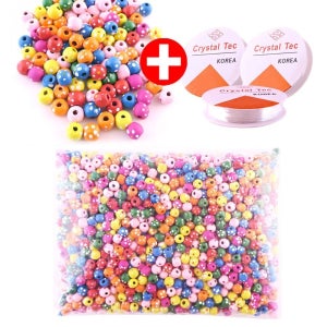 나무비즈 나무구슬 (대용량)-원형꽃 9mm 구슬꿰기 팔찌만들기