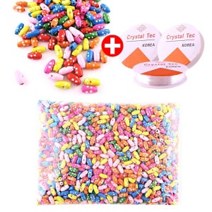 나무비즈 나무구슬 대용량-(타원형꽃) 9mm 구슬꿰기 팔찌만들기 나무공예