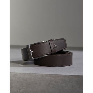 [헤지스 액세서리] 26SS 다크브라운 스티치장식 소가죽 벨트 HJBE6E965W3