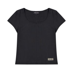 [우알롱] Skin Soft Square Neck T-shirt - DEEP BLACK WL252JST05WDBK