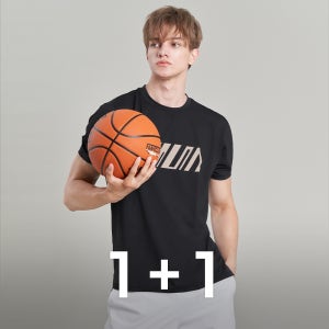 애슬레저룩 플레이 그래픽 맨즈 조깅 티셔츠 런닝 1+1