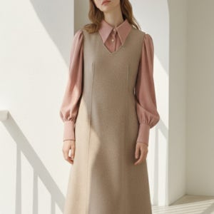 [ENC] 울혼방 브이넥 절개라인원피스 (ENOW34T55A)