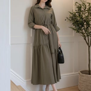 [ENC] 이지허리스트링 카라 원피스 (ENOW33802V)