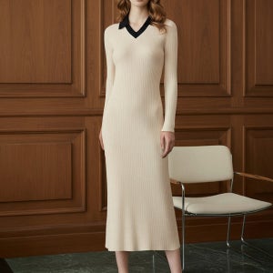 [ENC] 모노컬러배색 롱니트원피스 (ENOK24T82O)