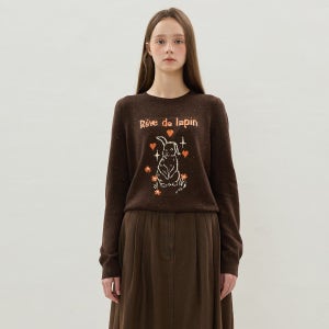 [올리브데올리브] 토끼 모티브 보카 라운드 니트 풀오버 OK5WPA260