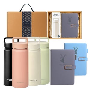 글라스락 스포티 핸들 텀블러 500ml + 푹신 A5 다이어리 고급띠지 손잡이 기프트박스세트 판촉물 제작 전문~주방용품~텀블러(스텐)