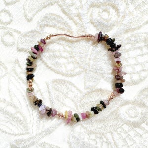몽글 토르말린칩 로즈골드 실버 팔찌[음이온, 원적외선], NZEL BEADS