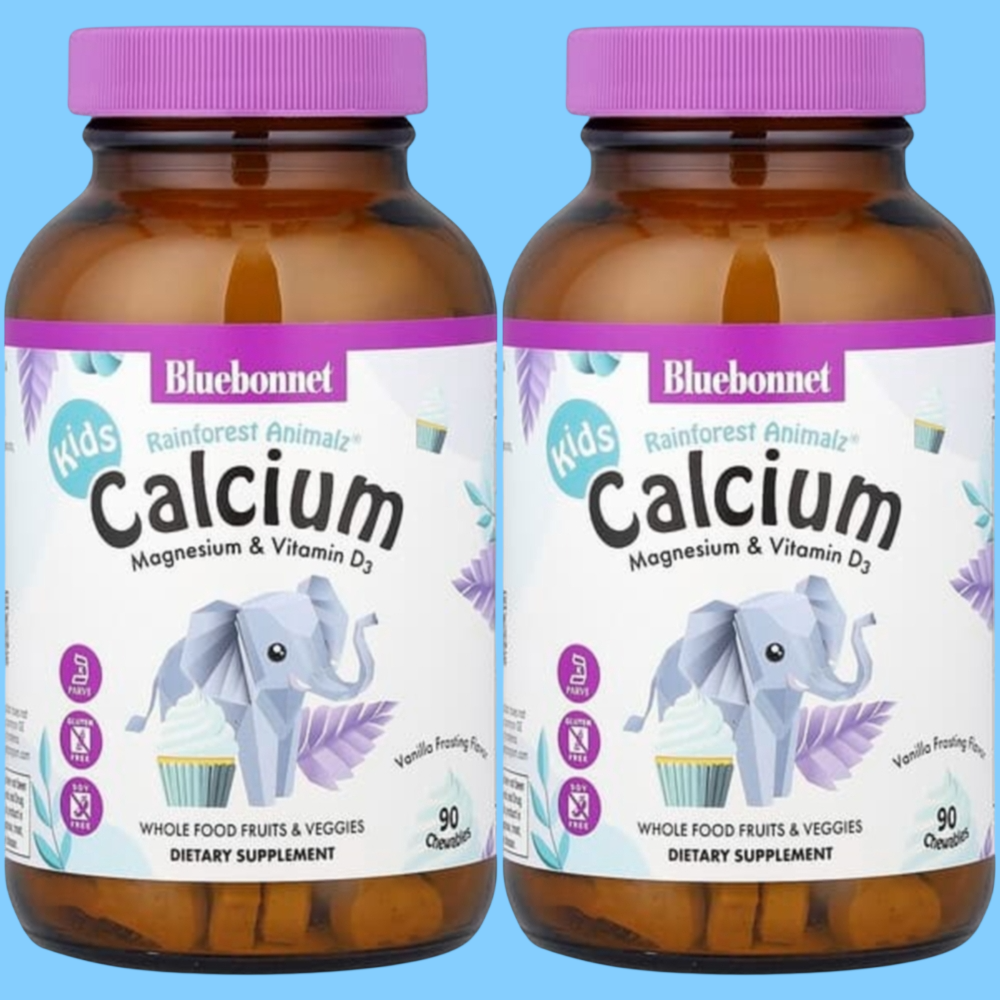 블루보넷 <b>레인포레스트 애니멀즈 칼슘 마그네슘 비타민D3</b> 바닐라 프로스팅 90 츄어블 100% 정품 빠른 배송