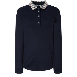 [닥스 여성] 닥스 네이비 로고 자수 울 혼방 카라 티셔츠 WKTS4D901N2