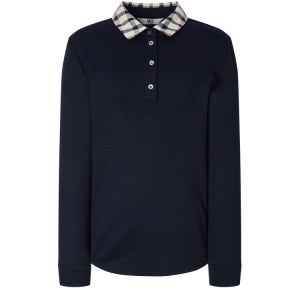 [닥스 여성] 닥스 네이비 로고 자수 울 혼방 카라 티셔츠 WKTS4D901N2